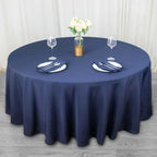 Premium Polyester 108" Round Tablecloth Navy Blue - Wrinkle-Resistant 220GSM Table Cover