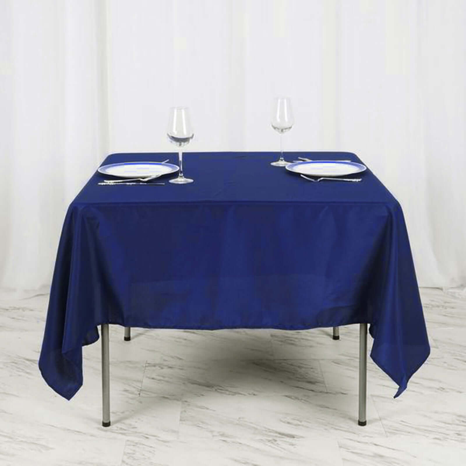 Polyester 70"x70" Table Overlay Square Tablecloth Navy Blue - Wrinkle-Resistant & Durable Table Cover