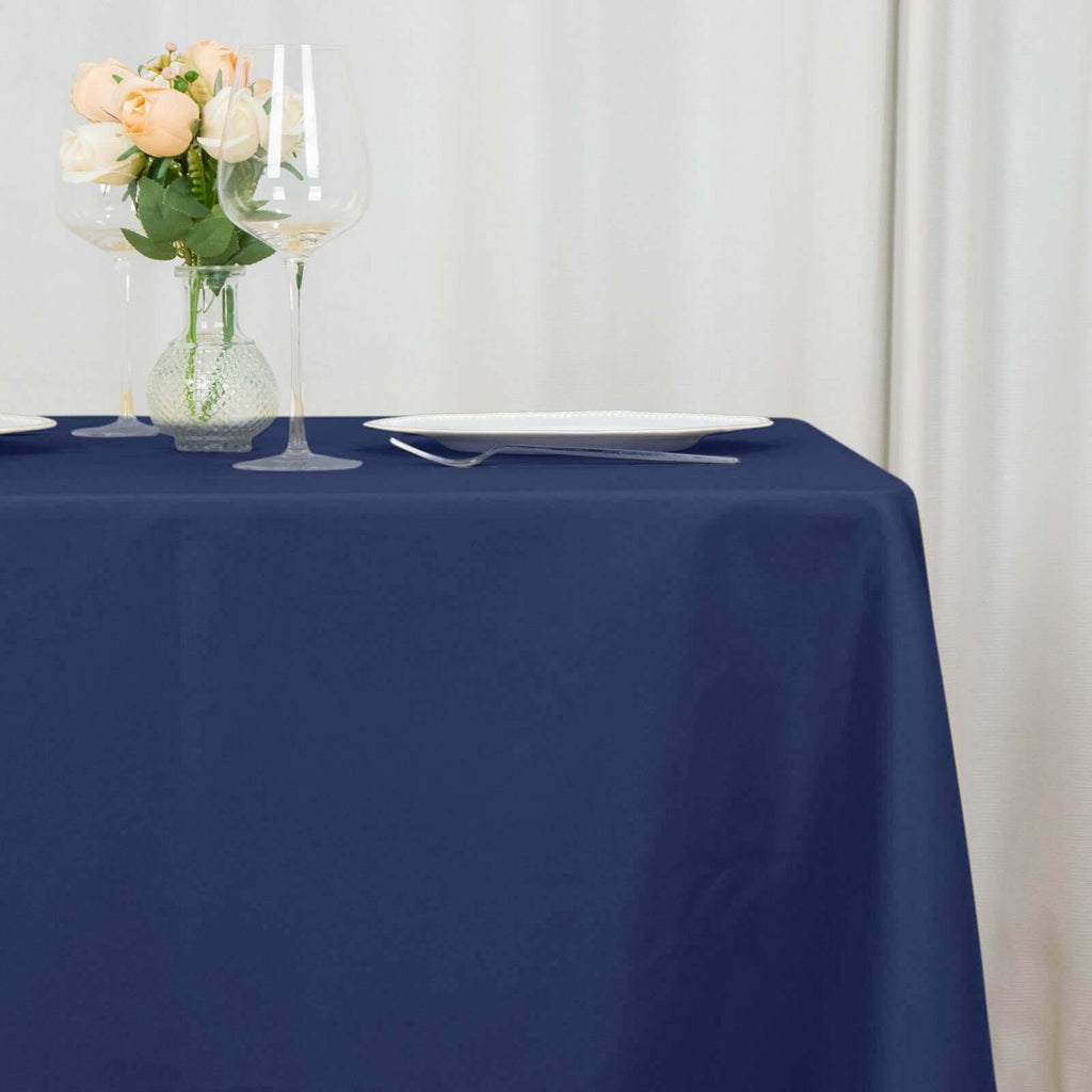 Premium Polyester 70"x70" Table Overlay Square Tablecloth Navy Blue 220GSM Wrinkle-Resistant Table Cover