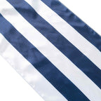 Satin 12"x108" Table Runner Navy Blue/White Stripe - Classic Striped Design