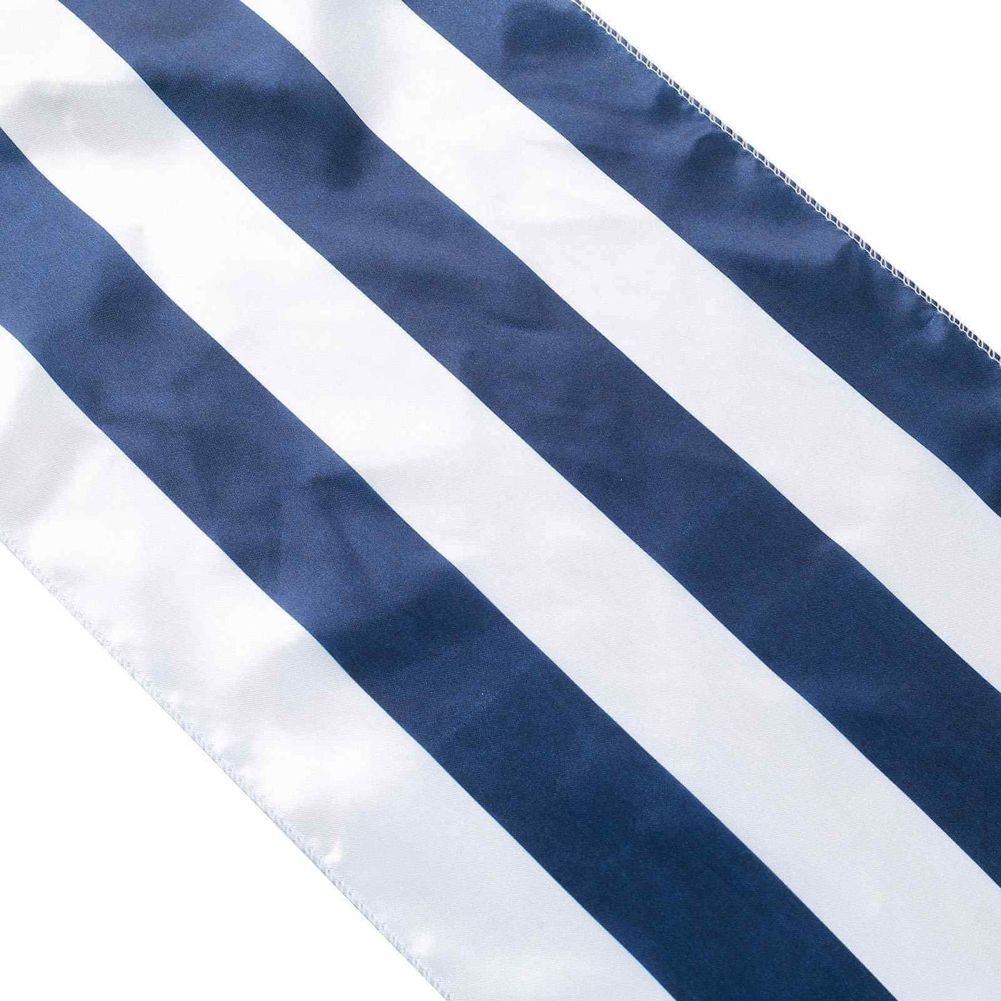 Satin 12"x108" Table Runner Navy Blue/White Stripe - Classic Striped Design