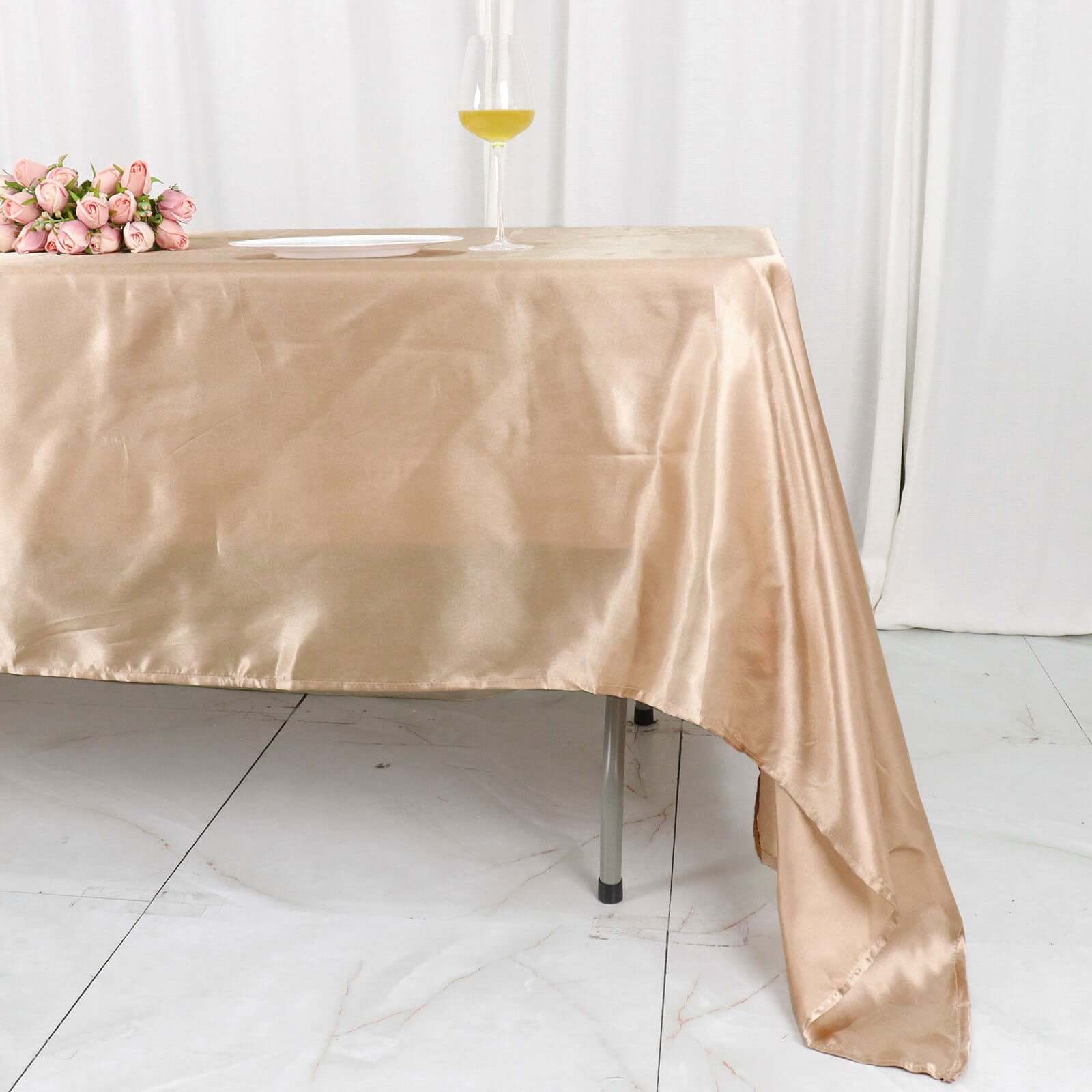 Satin Rectangular 60"x126" Tablecloth Nude - Smooth and Lustrous Table Cover