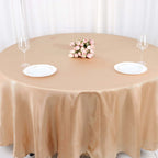 Satin 108" Round Tablecloth Nude - Smooth and Lustrous Table Cover