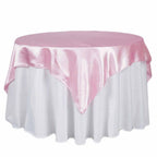 Satin 72"x72" Table Overlay Square Tablecloth Pink - Smooth Finish Table Cover