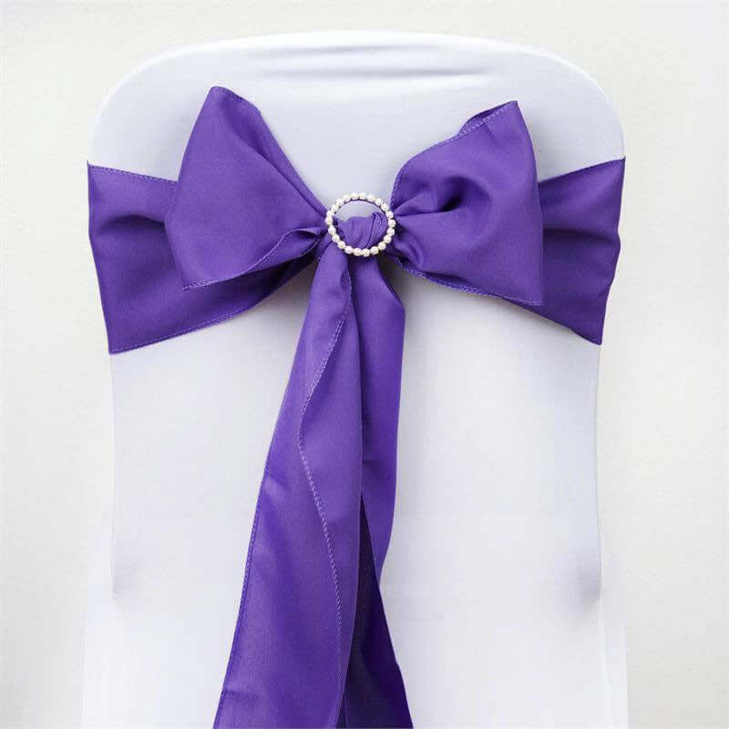 5 Pack Polyester Chair Sashes Purple 6"x108"