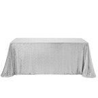 Sequin 90"x156" Rectangle Tablecloth Silver - Seamless Twinkling Table Cover