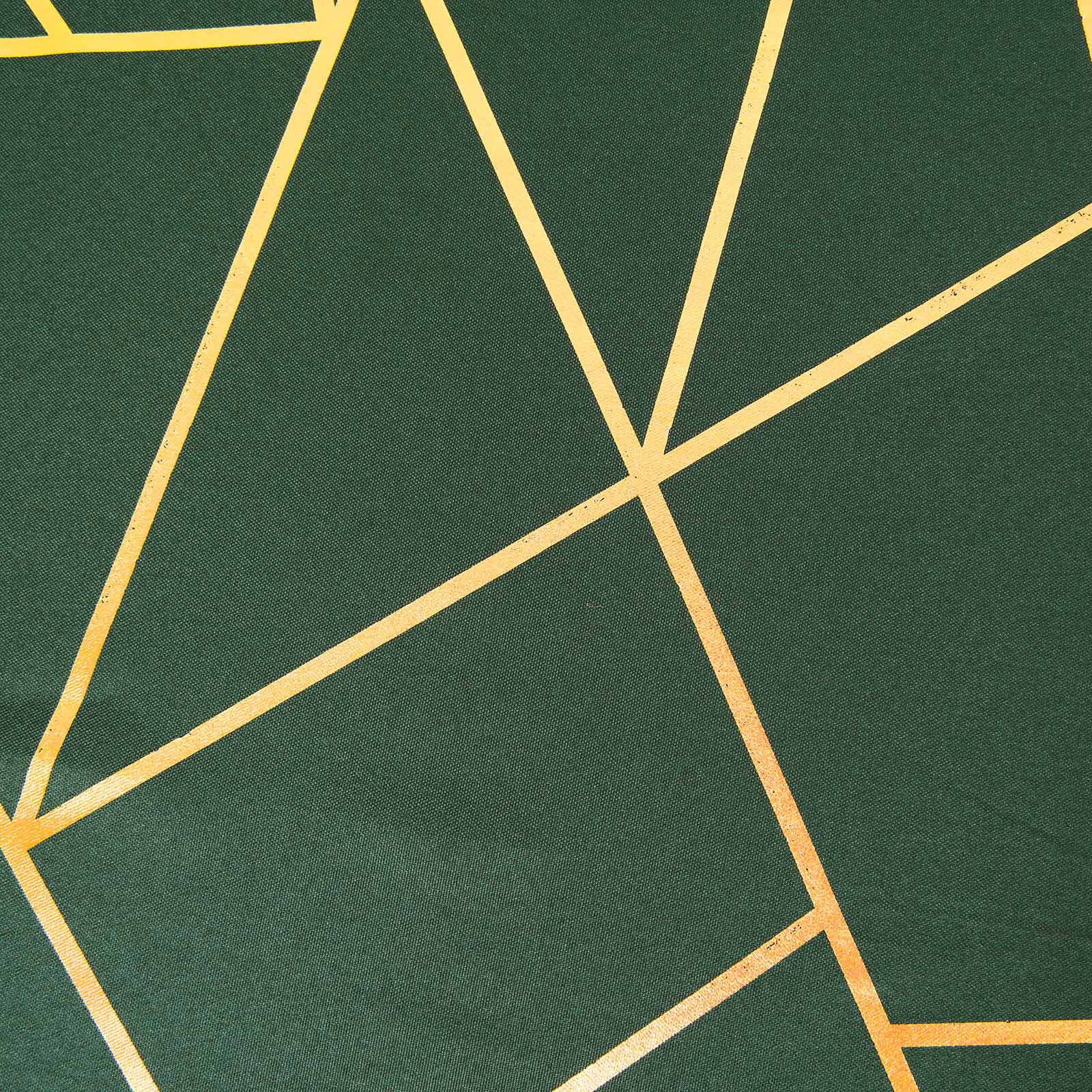 Polyester 90"x132" Rectangle Tablecloth Hunter Emerald Green with Gold Foil Geometric Pattern - Wrinkle-Resistant Seamless Table Cover