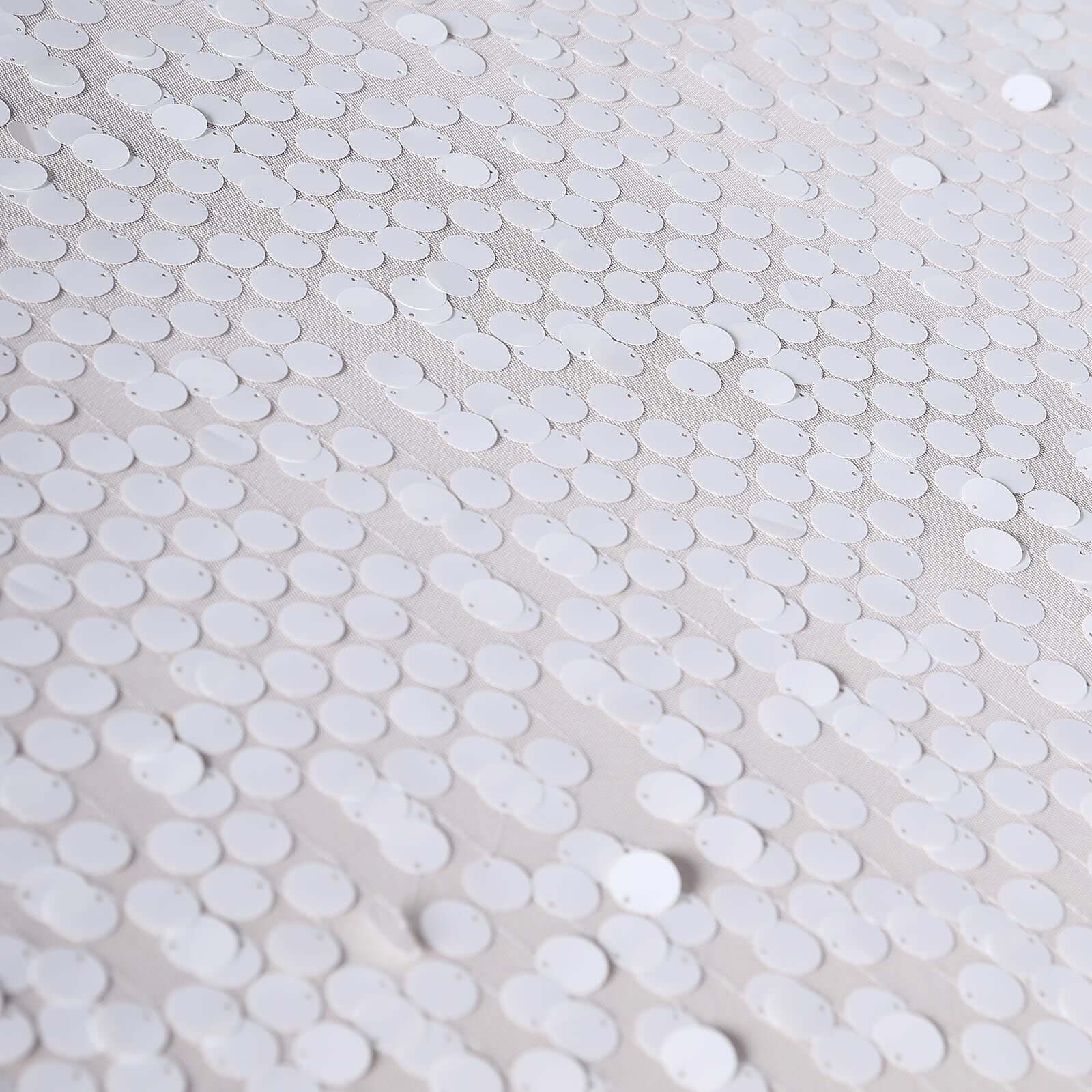 Sequin 90"x156" Rectangle Tablecloth White - Seamless Big Payette Table Cover