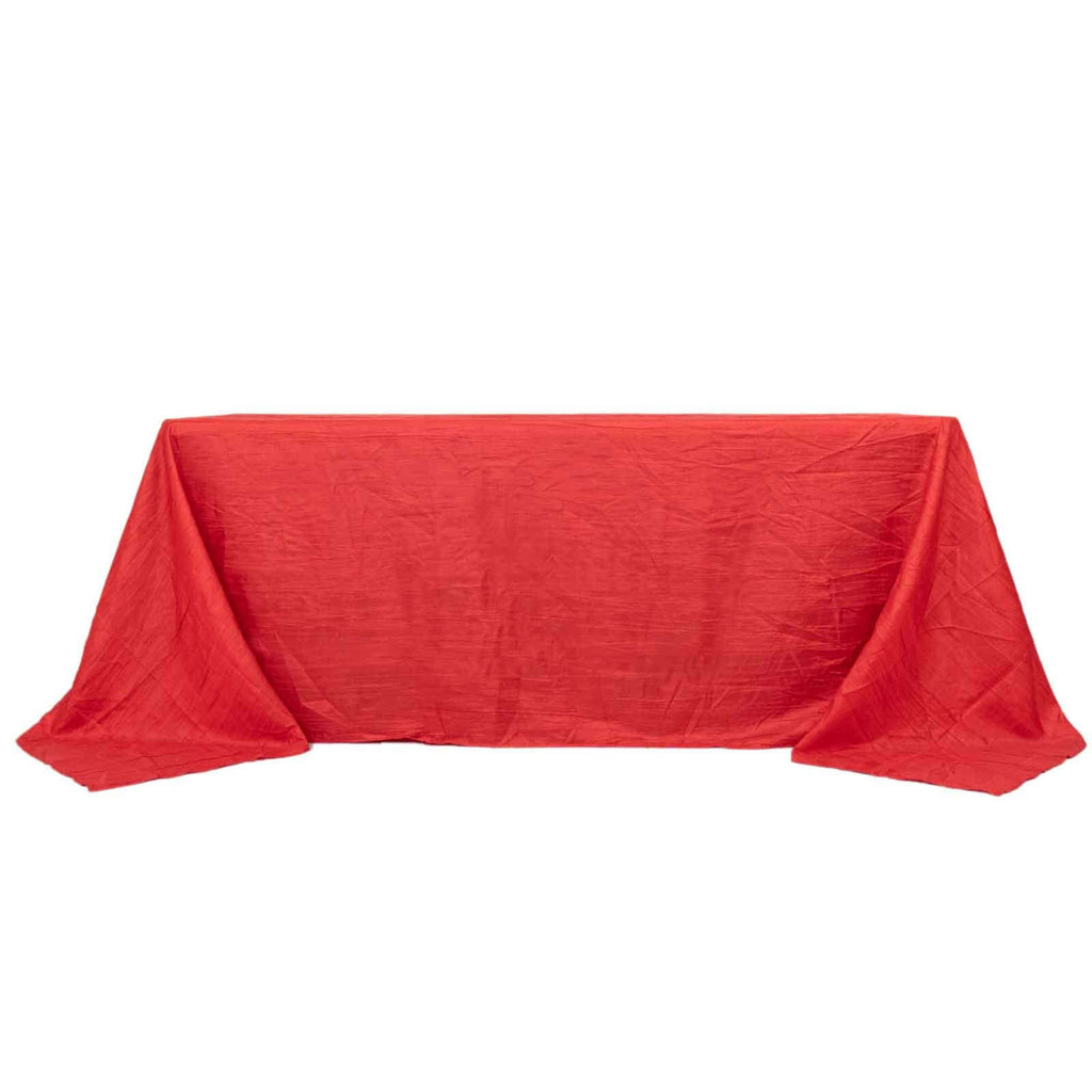 Taffeta 90"x132" Rectangle Tablecloth Red - Seamless Accordion Crinkle Table Cover