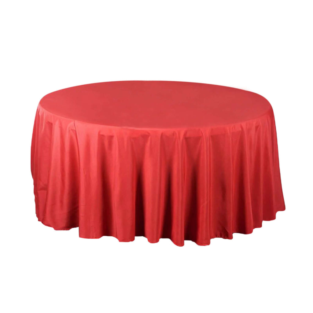 Polyester 108" Round Tablecloth Red - Wrinkle-Resistant Table Cover