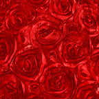 Satin 90"x132" Rectangle Tablecloth Red - Grandiose 3D Rosette Seamless Table Cover