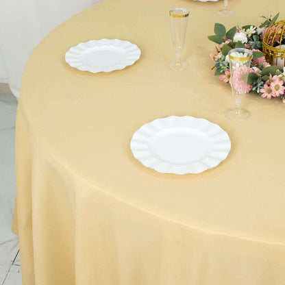 Premium Polyester 120" Round Tablecloth Champagne - Seamless 220GSM Wrinkle-Resistant Table Cover