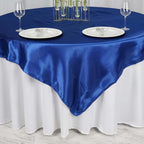 Satin 72"x72" Table Overlay Square Tablecloth Royal Blue - Smooth Finish Table Cover