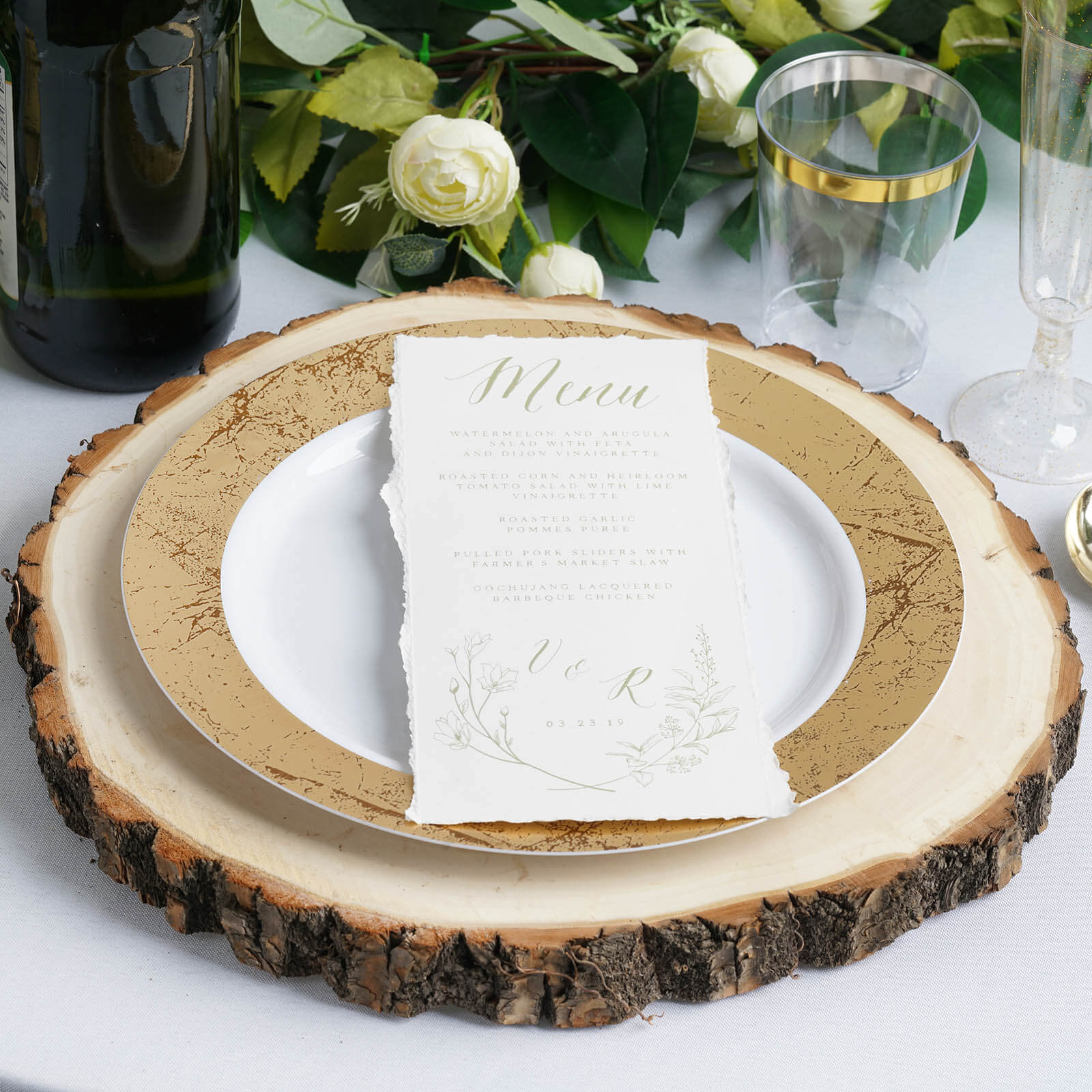 15" Dia Natural Wood Charger Plates With Bark Edge Wood Slice Chargers Rustic Wedding Table Settings