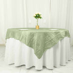 Taffeta 72"x72" Table Overlay Square Tablecloth Sage Green - Accordion Crinkle Table Cover