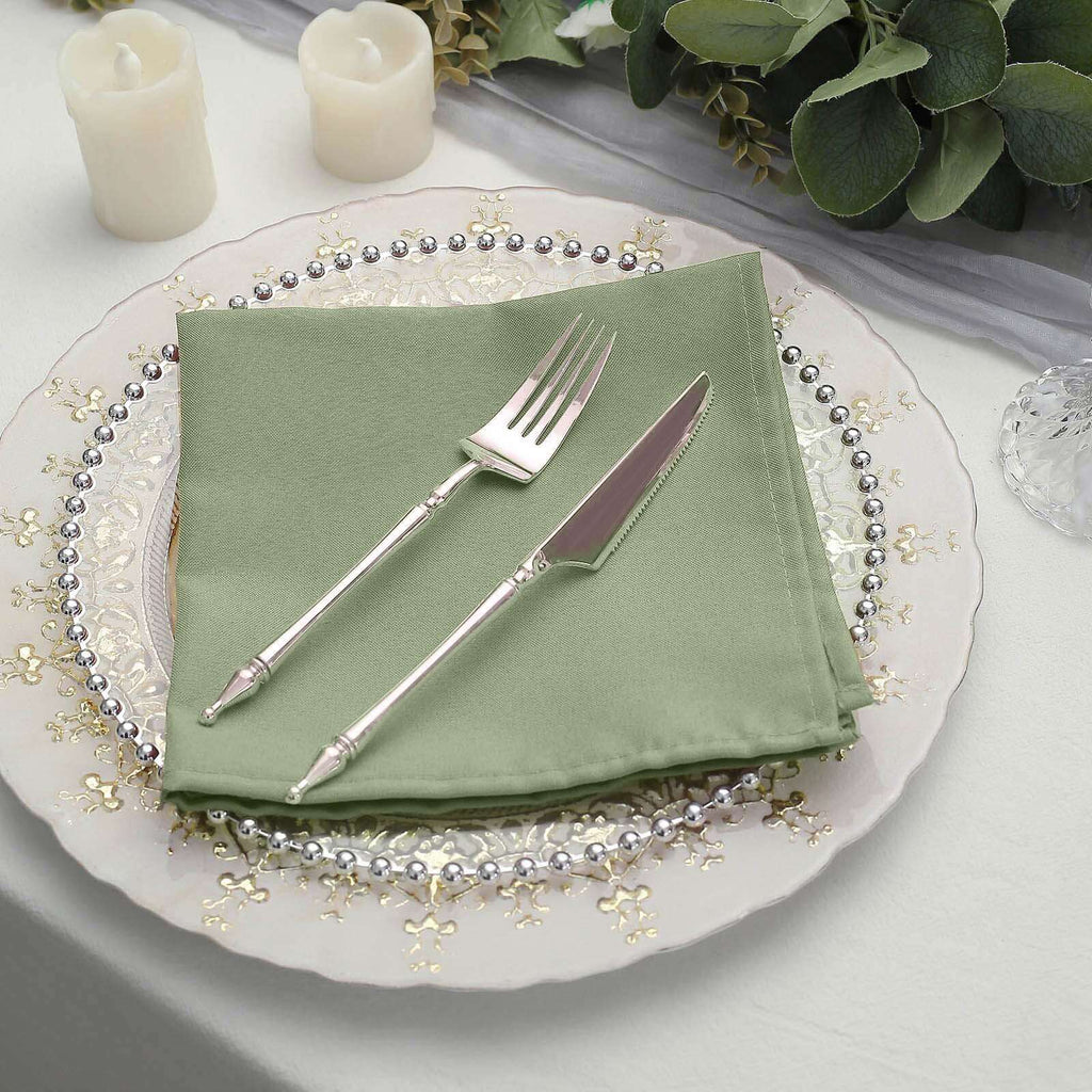 5 Pack Polyester 17"x17" Napkins Dusty Sage Green - Durable & Wrinkle Resistant Dinner Napkins