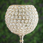 Acrylic Crystal Beaded Goblet Candle Holder Gold - Exquisite Flower Ball Centerpiece Stand for High-End Event Styling 30"