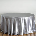 Satin 120" Round Tablecloth Silver - Stylish Seamless Table Cover
