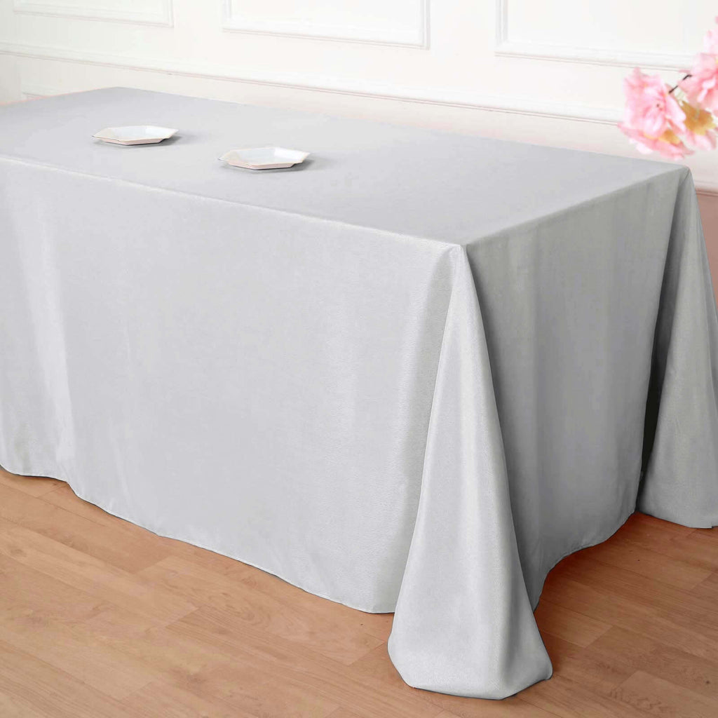 Polyester 90"x132" Rectangle Tablecloth Silver - Seamless Wrinkle-Resistant Table Cover