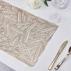 6-Pack Table Mats Wheat Design Gold - Vinyl Rectangle Non-Slip Surface for Stylish Settings 12"x18"