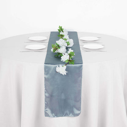 Satin 12"x108" Table Runner Dusty Blue - Stylish Table Linen