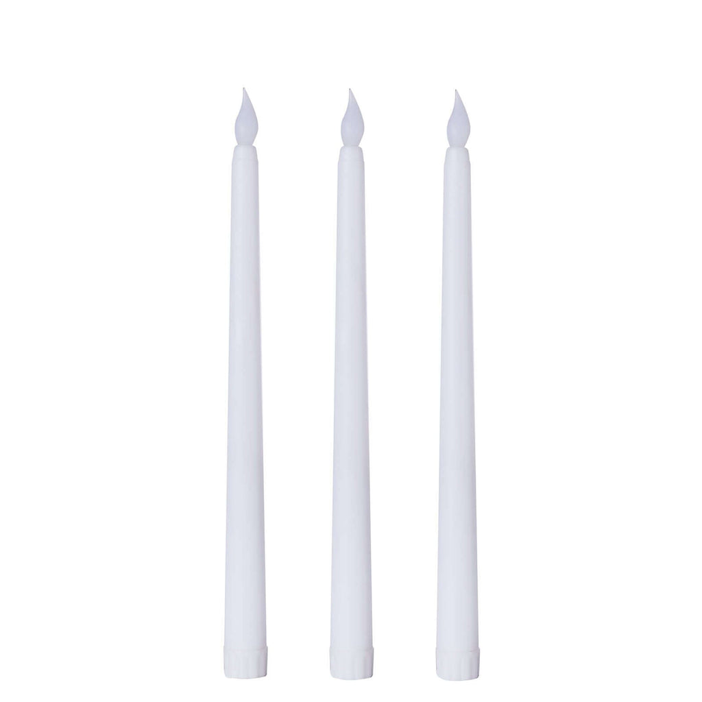 3-Pack LED Decorative Lighting Warm Flickering White - Flameless Taper Candles 11"