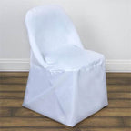 Polyester Chair Cover White for Folding Chairs - Stylish Durable and Reusable Slip-On Cover for Events & Gatherings