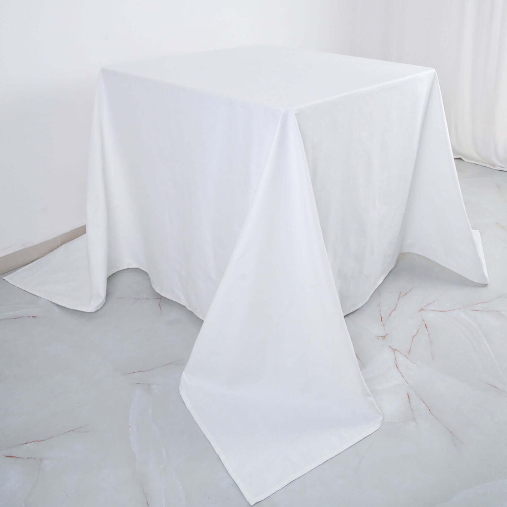 100% Cotton 90"x90" Square Tablecloth White Linen - Sophisticated, Soft & Breathable Fabric Table Cover