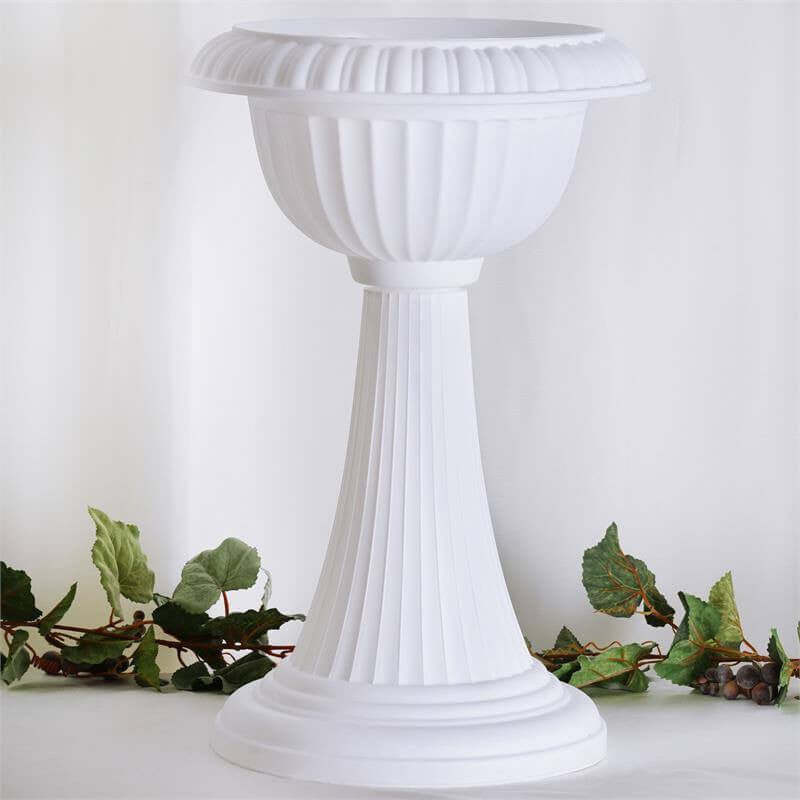 4 Pack White Italian Inspired Pedestal Stand Flower Plant Pillar - 22" Tall PVC