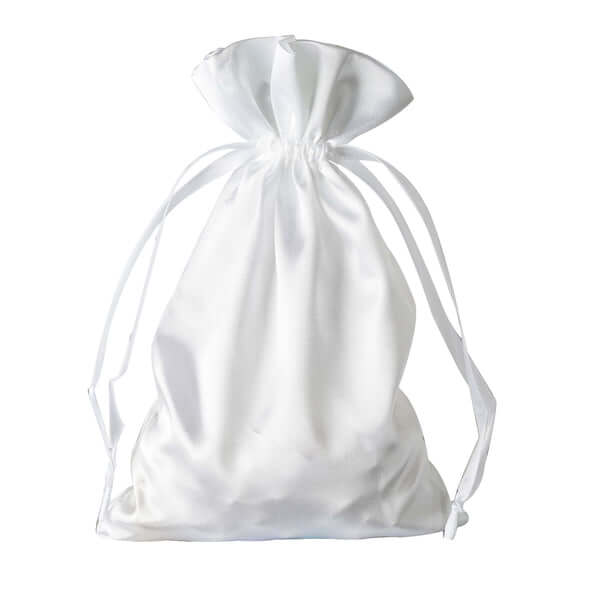 12 Pack 6"x9" White Satin Drawstring Wedding Party Favor Gift Bags