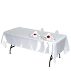 Satin Rectangular 60"x102" Tablecloth White - Smooth and Lustrous Finish for Weddings and Parties
