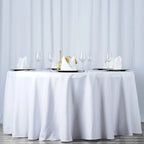 Premium Polyester 108" Round Tablecloth White - Wrinkle-Resistant 220GSM Table Cover for Weddings & Events