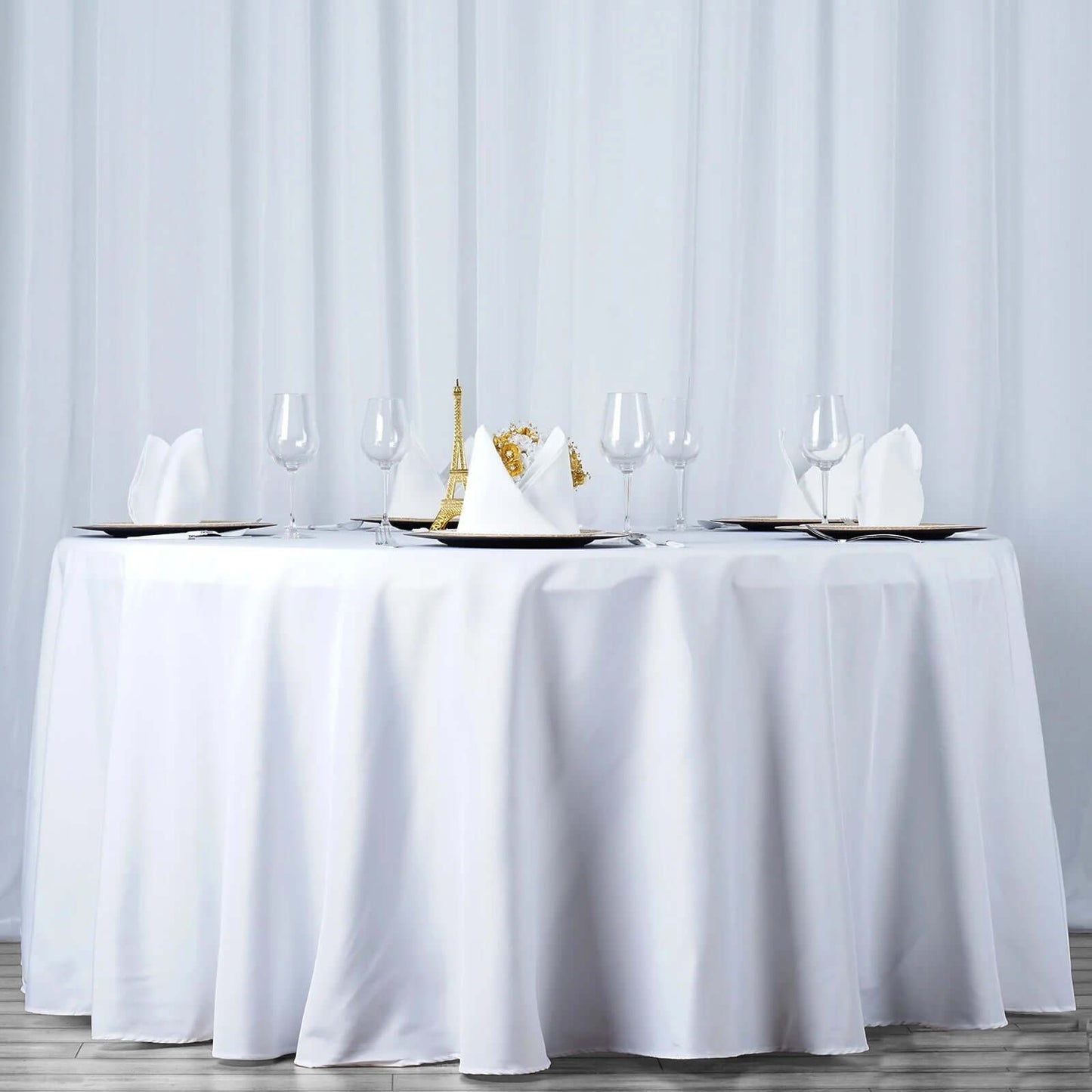 Premium Polyester 108" Round Tablecloth White - Wrinkle-Resistant 220GSM Table Cover for Weddings & Events
