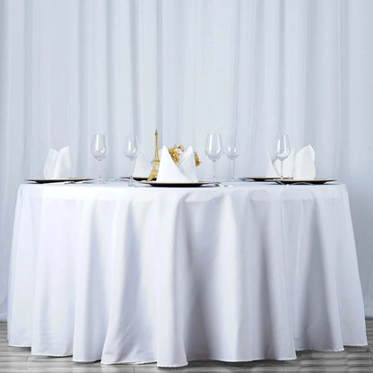 Premium Polyester 108" Round Tablecloth White - Wrinkle-Resistant 220GSM Table Cover for Weddings & Events