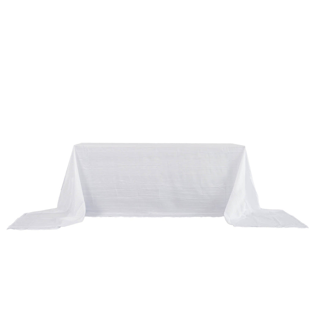 Taffeta 90"x156" Rectangle Tablecloth White - Seamless Accordion Crinkle Design for Stylish Celebrations
