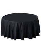 Premium Polyester 120" Round Tablecloth Black - Seamless 220GSM Wrinkle-Resistant Design for Classy Events