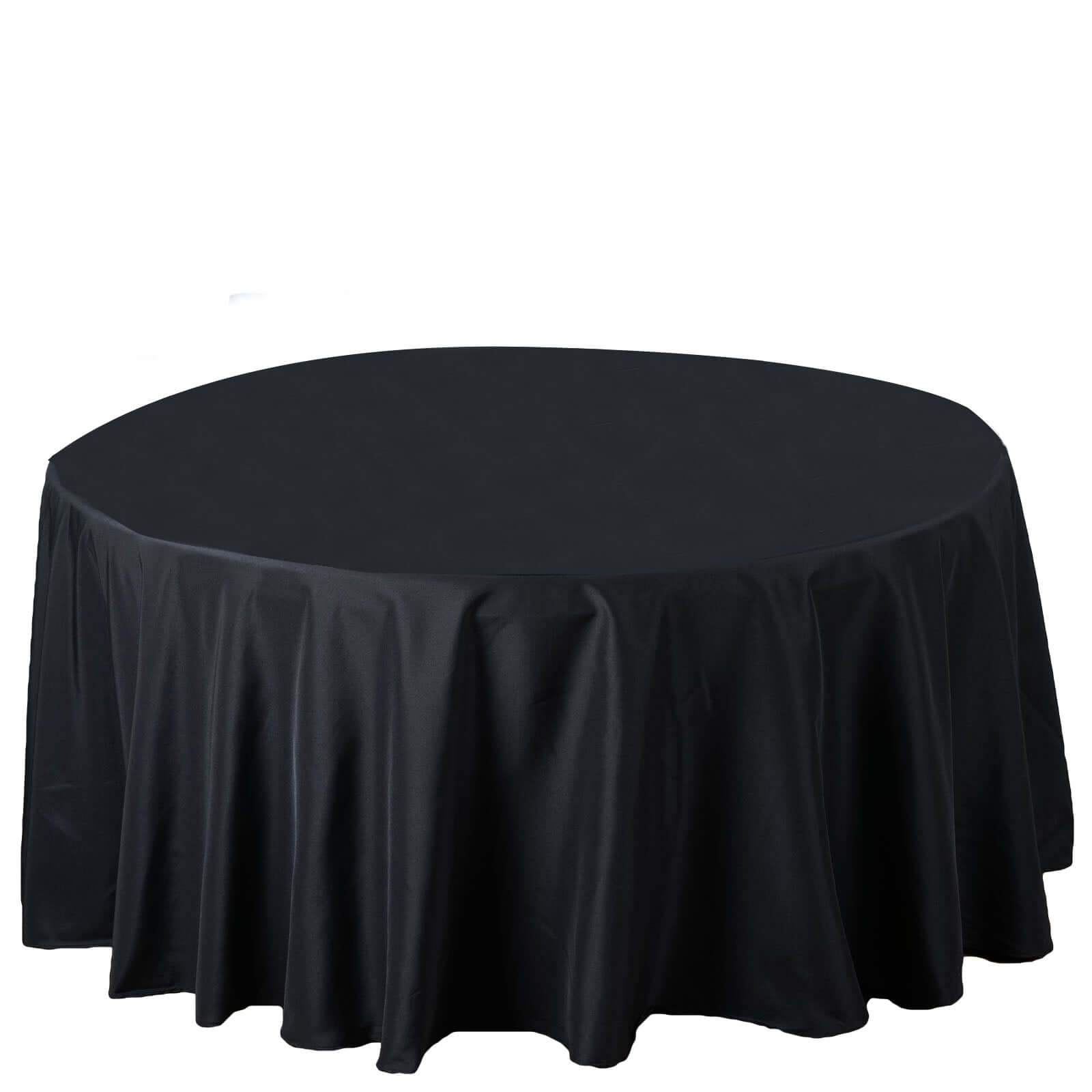 Premium Polyester 120" Round Tablecloth Black - Seamless 220GSM Wrinkle-Resistant Design for Classy Events