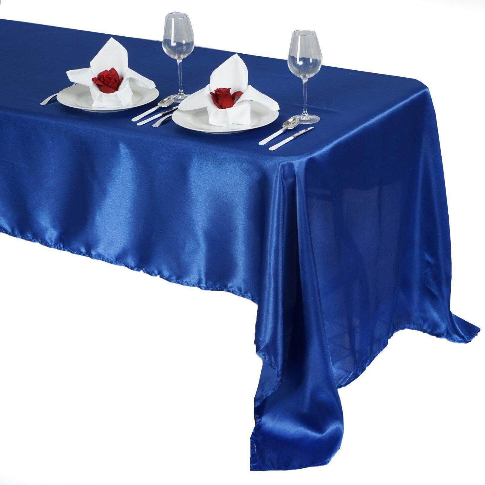 Satin Rectangular 60"x126" Tablecloth Royal Blue - Smooth and Lustrous Table Cover