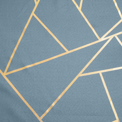 Polyester 9ft Table Runner Dusty Blue with Gold Foil Modern Geometric Accent