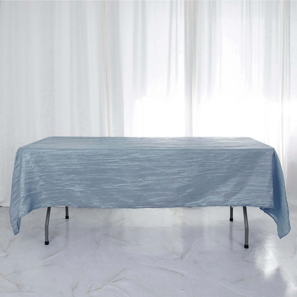 Taffeta 60"x102" Rectangle Tablecloth Dusty Blue - Accordion Crinkle Table Cover