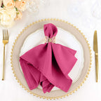 5 Pack Polyester 17"x17" Napkins Fuchsia - Durable & Wrinkle Resistant Dinner Napkins