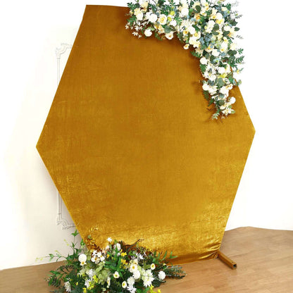 8ftx7ft Metallic Gold Soft Velvet Fitted Hexagon Wedding Arbor Cover