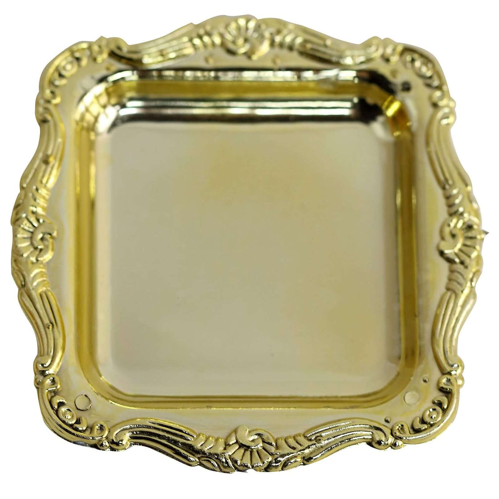 12 Pack 3" Gold Baroque Mini Square Sweet Treats Serving Platter, Party Favor Candy Display Tray