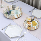 Set of 2 Metal Serving Trays 13", 9" Round Gold with Mirrored Top, Classy Decorative Vanity Tray Centerpiece