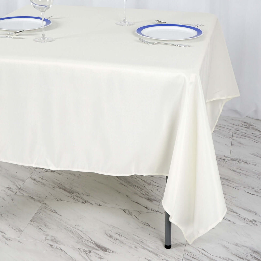 Polyester 70"x70" Table Overlay Square Tablecloth Ivory - Wrinkle-Resistant & Durable Table Cover