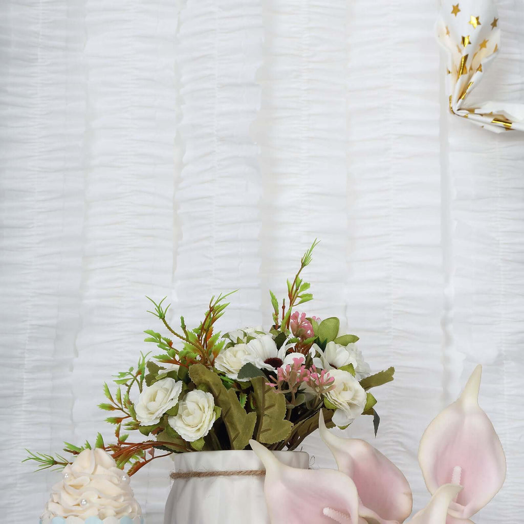 3 Pack 28ft White Ruffled Paper Streamer Rolls, Crepe Tissue Party Decorations