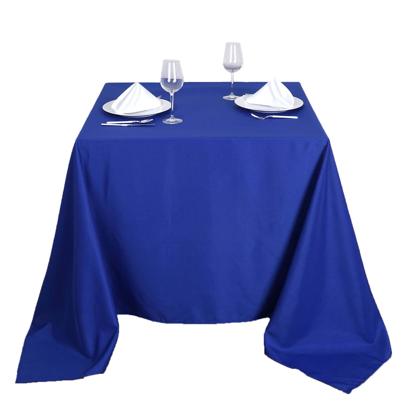 Polyester 90"x90" Table Overlay Square Tablecloth Royal Blue - Wrinkle-Resistant & Durable Table Cover