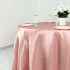 Satin 132" Round Tablecloth Dusty Rose - Stylish Seamless Table Cover