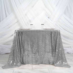 Sequin 90"x90" Table Overlay Square Tablecloth Silver - Sparkly Table Cover