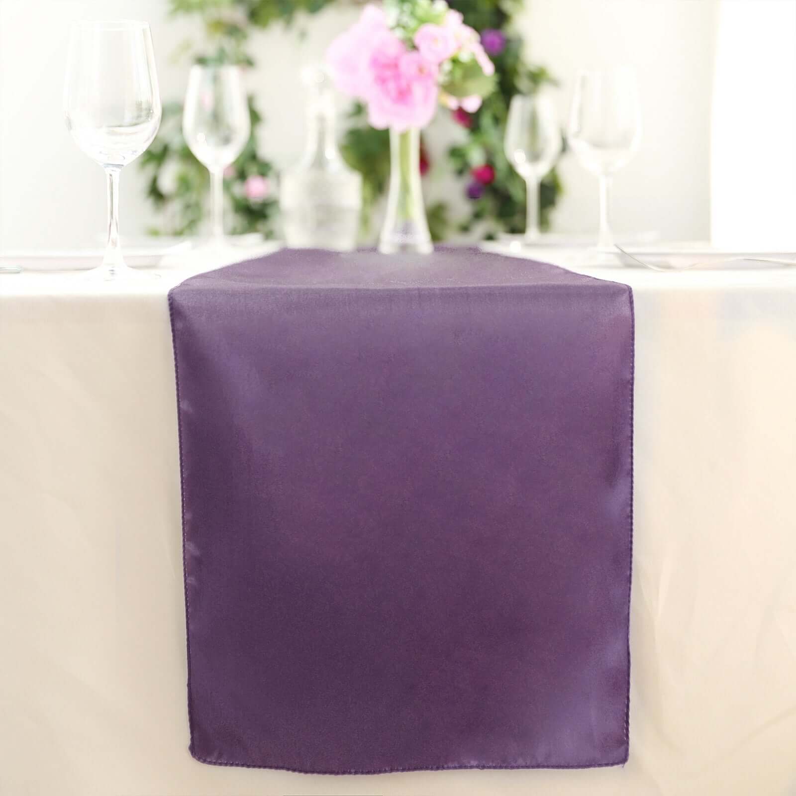 Satin 12"x108" Table Runner Violet Amethyst - Stylish Table Linen